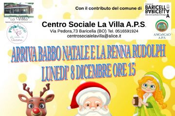 Festa di Natale con Babbo Natale e la renna Rudolph