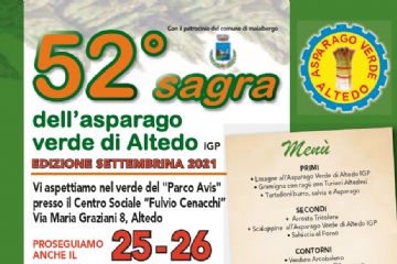 La 52^ Sagra dell&#39;Asparago Verde di Altedo IGP prosegue anche il 25 e 26  Settembre