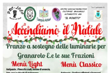 &quot;Accendiamo il Natale&quot;, pranzo pro luminarie in Sala Arancio